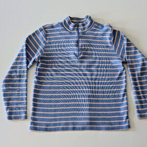 L.L.Bean Striped 1/4 Zip Mock Neck Top Large